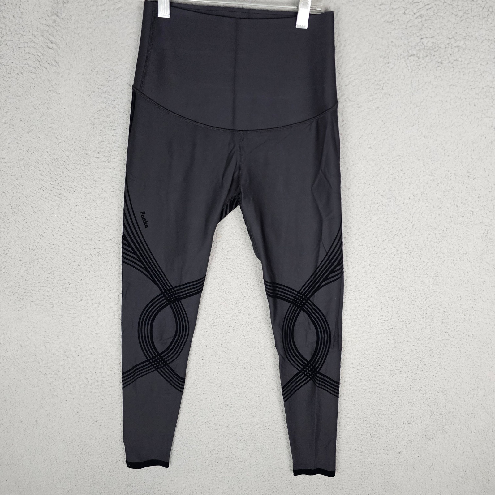 Fanka Leggings Women M Black Body Sculpt High Waist Graphic Compression Workout
